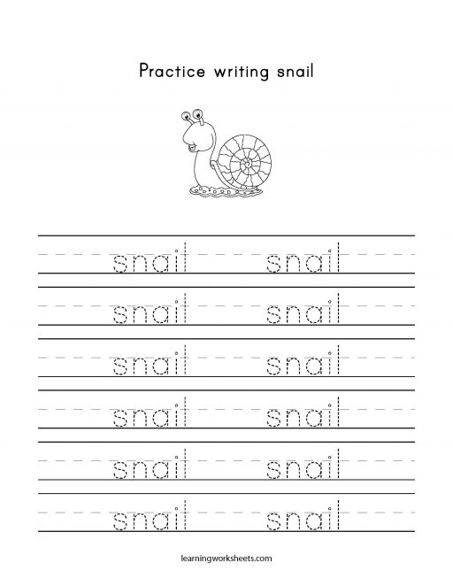 practice writing snail