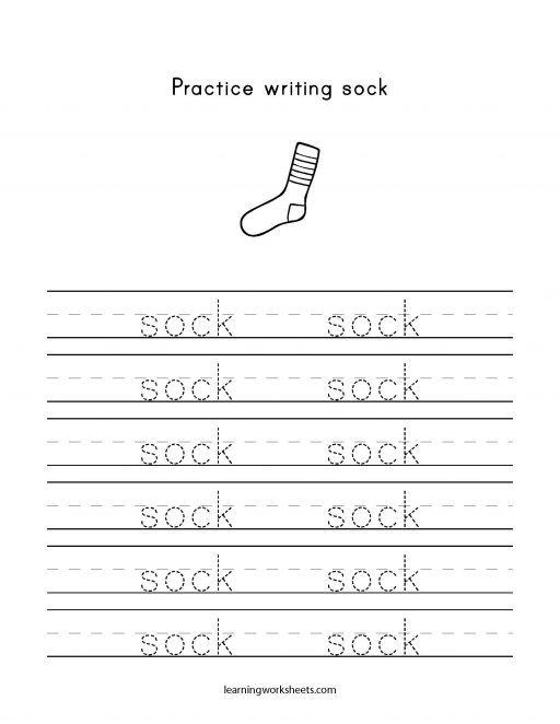 practice writing sock