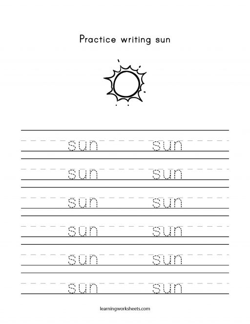 practice writing sun