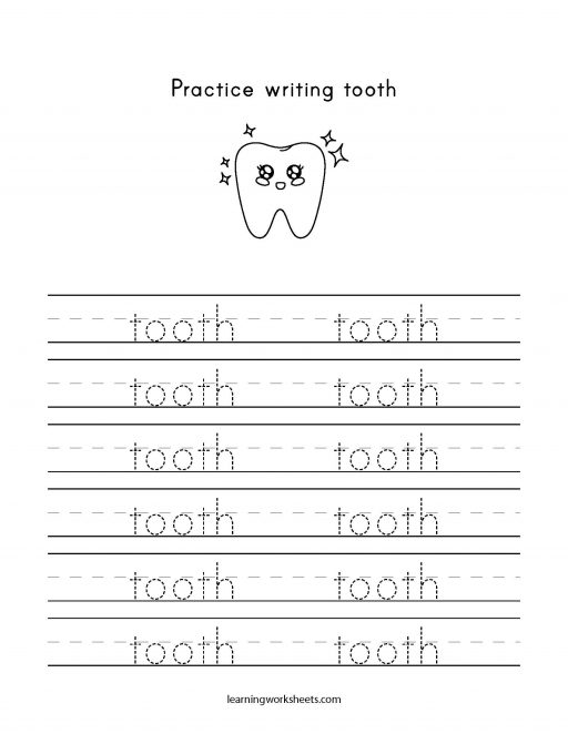 practice writing tooth