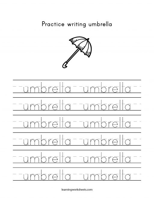 practice writing umbrella