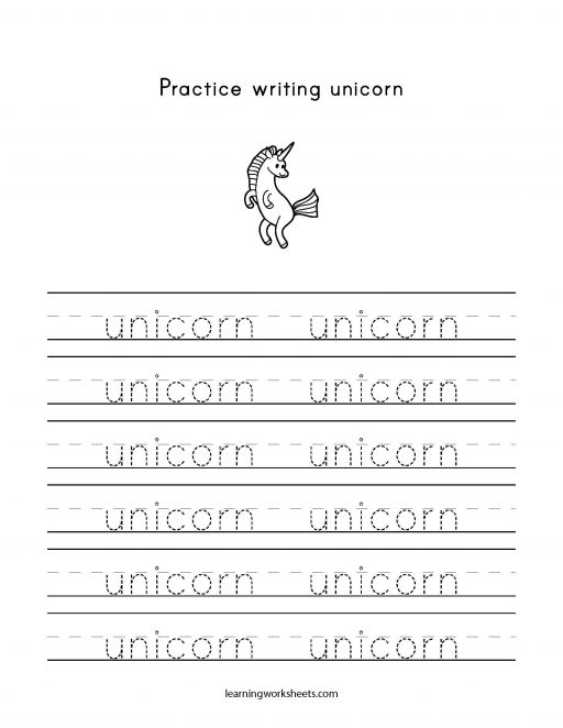 practice writing unicorn