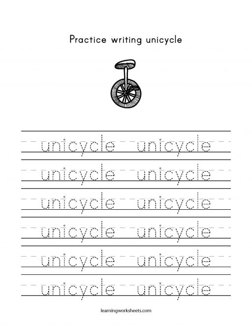 practice writing unicycle