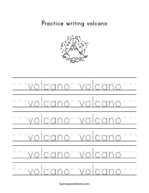 practice writing volcano