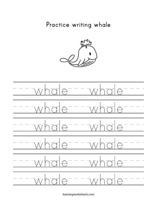 practice writing whale