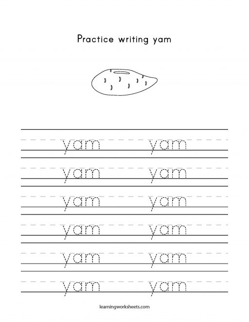 practice writing yam