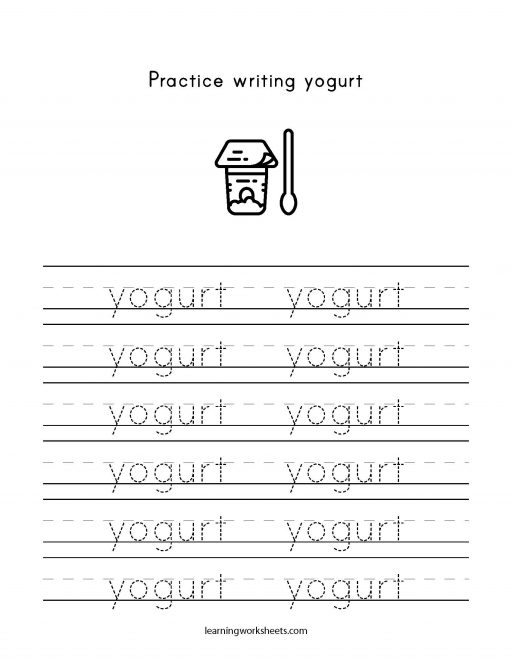 practice writing yogurt