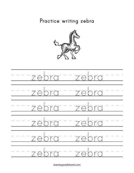 practice writing zebra