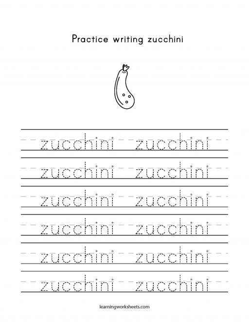 practice writing zucchini