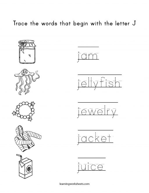 trace letter j