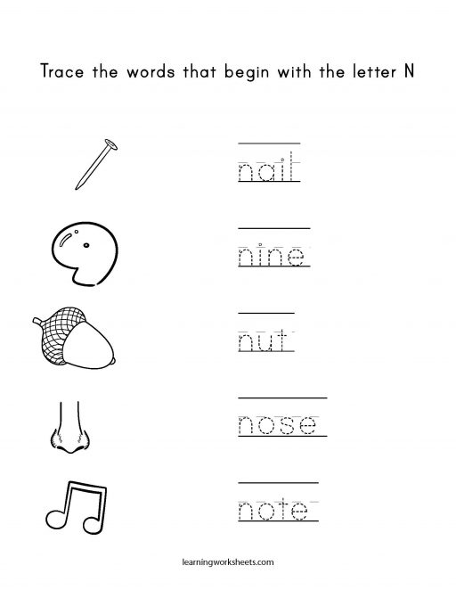 trace letter n