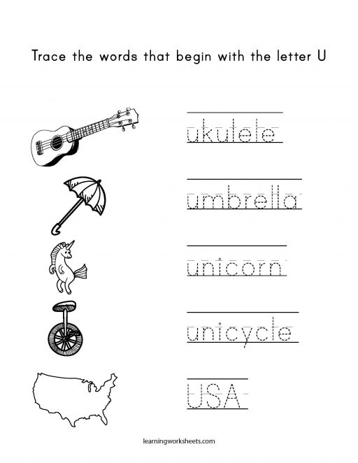 trace letter u