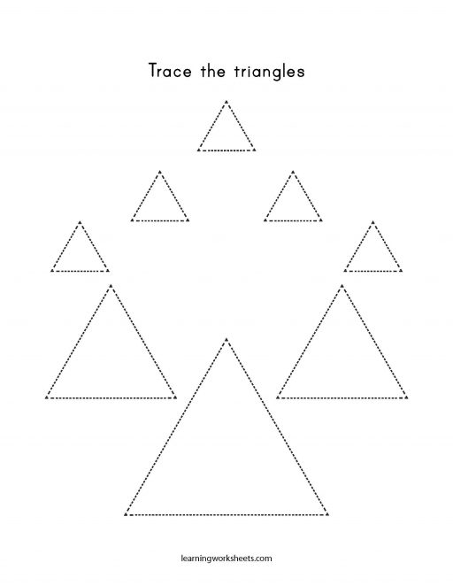 trace the triangles learning worksheets triangle